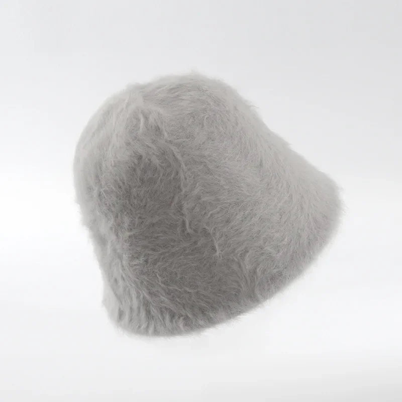 Artificial Rabbit Fur Bucket Hat Women