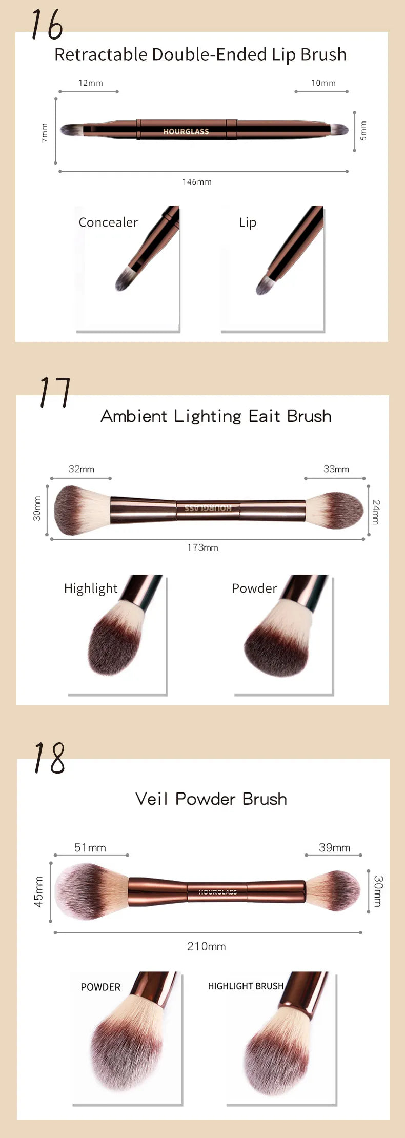 Hourglass Makeup Pinsel Nr. 1 - Nr. 23 