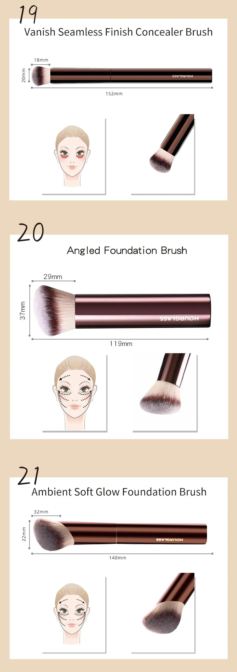 Hourglass Makeup Pinsel Nr. 1 - Nr. 23 